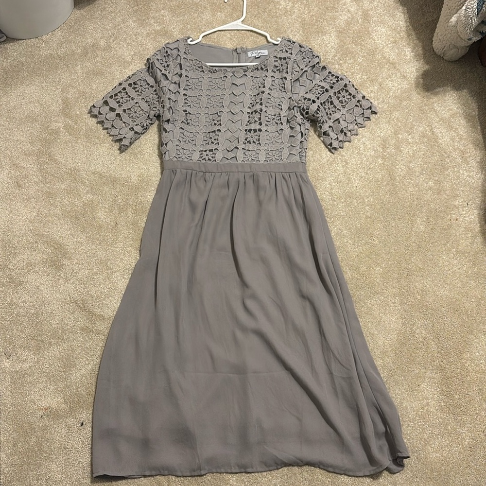 Gray Dress, S, Knitted Top
